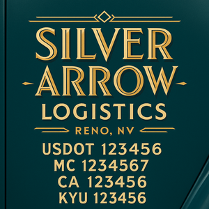 Custom Designed Truck Door Decal With Company or Trucking Name, Location, USDOT, MC, CA, KYU or GVW Sticker Sign For Compliance (2-Pack)