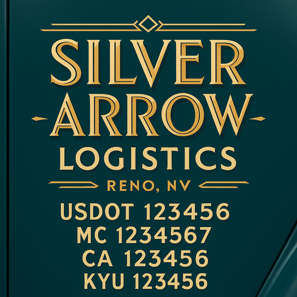 Custom Designed Truck Door Decal With Company or Trucking Name, Location, USDOT, MC, CA, KYU or GVW Sticker Sign For Compliance (2-Pack)
