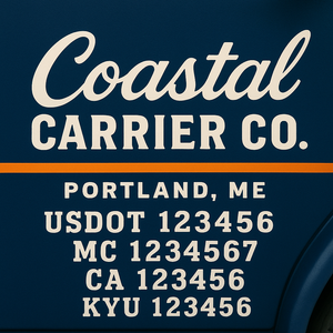 Custom Designed Truck Door Decal With Company or Trucking Name, Location, USDOT, MC, CA, KYU or GVW Sticker Sign For Compliance (2-Pack)