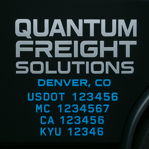 Custom Designed Truck Door Decal With Company or Trucking Name, Location, USDOT, MC, CA, KYU or GVW Sticker Sign For Compliance (2-Pack)