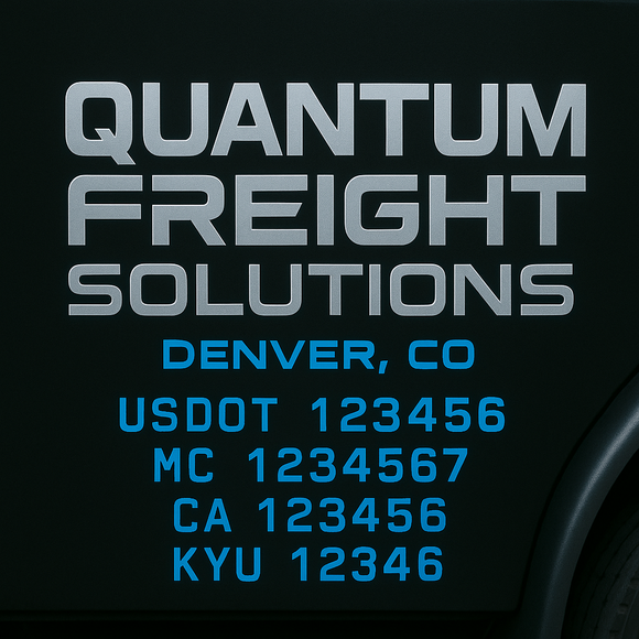 Custom Designed Truck Door Decal With Company or Trucking Name, Location, USDOT, MC, CA, KYU or GVW Sticker Sign For Compliance (2-Pack)