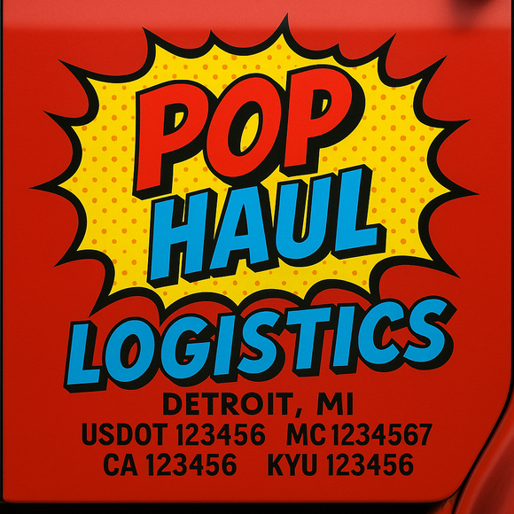 Custom Designed Truck Door Decal With Company or Trucking Name, Location, USDOT, MC, CA, KYU or GVW Sticker Sign For Compliance (2-Pack)