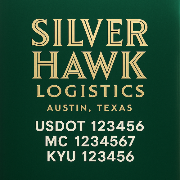 Custom Designed Truck Door Decal With Company or Trucking Name, Location, USDOT, MC, CA, KYU or GVW Sticker Sign For Compliance (2-Pack)
