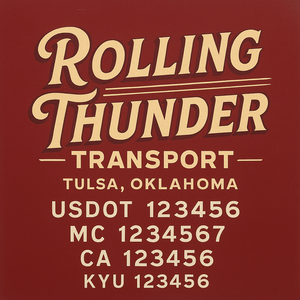 Custom Designed Truck Door Decal With Company or Trucking Name, Location, USDOT, MC, CA, KYU or GVW Sticker Sign For Compliance (2-Pack)