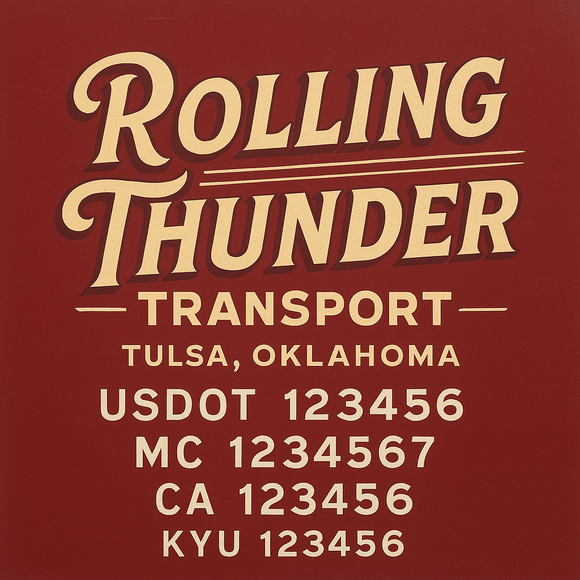 Custom Designed Truck Door Decal With Company or Trucking Name, Location, USDOT, MC, CA, KYU or GVW Sticker Sign For Compliance (2-Pack)