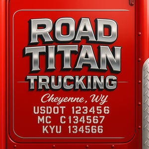 Custom Designed Truck Door Decal With Company or Trucking Name, Location, USDOT, MC, CA, KYU or GVW Sticker Sign For Compliance (2-Pack)