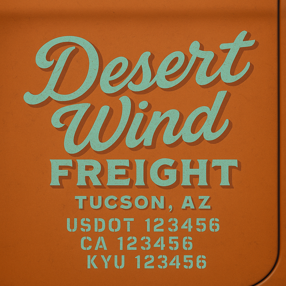 Custom Designed Truck Door Decal With Company or Trucking Name, Location, USDOT, MC, CA, KYU or GVW Sticker Sign For Compliance (2-Pack)