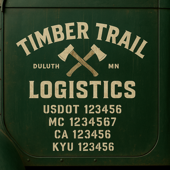 Custom Designed Truck Door Decal With Company or Trucking Name, Location, USDOT, MC, CA, KYU or GVW Sticker Sign For Compliance (2-Pack)
