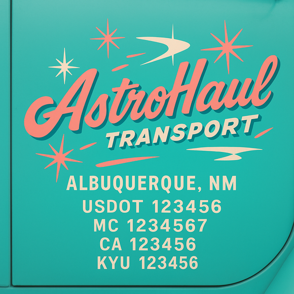 Custom Designed Truck Door Decal With Company or Trucking Name, Location, USDOT, MC, CA, KYU or GVW Sticker Sign For Compliance (2-Pack)