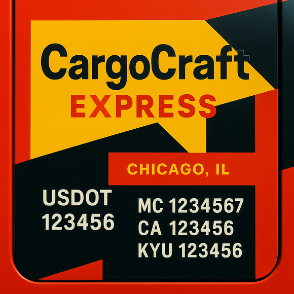 Custom Designed Truck Door Decal With Company or Trucking Name, Location, USDOT, MC, CA, KYU or GVW Sticker Sign For Compliance (2-Pack)