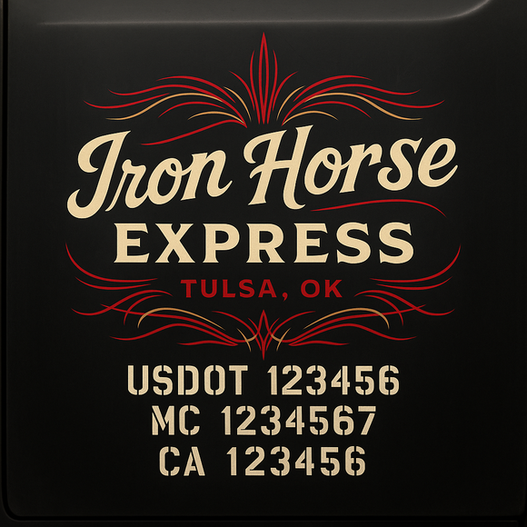 Custom Designed Truck Door Decal With Company or Trucking Name, Location, USDOT, MC, CA, KYU or GVW Sticker Sign For Compliance (2-Pack)