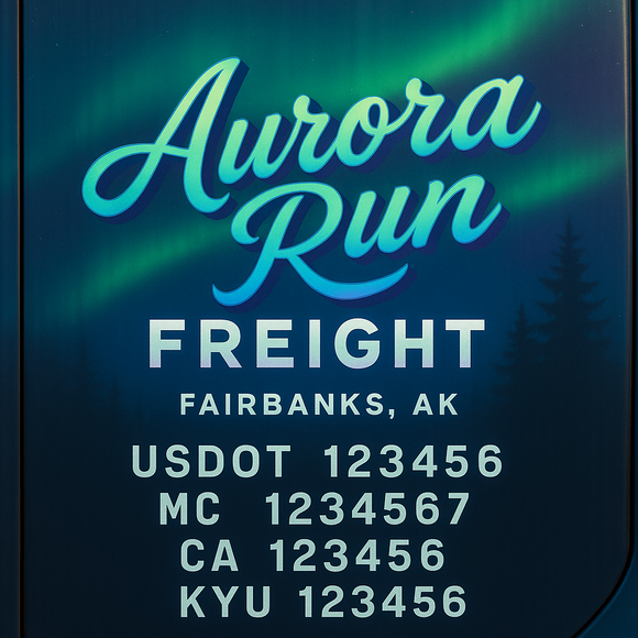 Custom Designed Truck Door Decal With Company or Trucking Name, Location, USDOT, MC, CA, KYU or GVW Sticker Sign For Compliance (2-Pack)