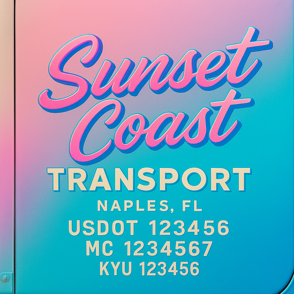 Custom Designed Truck Door Decal With Company or Trucking Name, Location, USDOT, MC, CA, KYU or GVW Sticker Sign For Compliance (2-Pack)