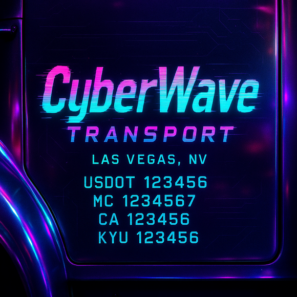 Custom Designed Truck Door Decal With Company or Trucking Name, Location, USDOT, MC, CA, KYU or GVW Sticker Sign For Compliance (2-Pack)