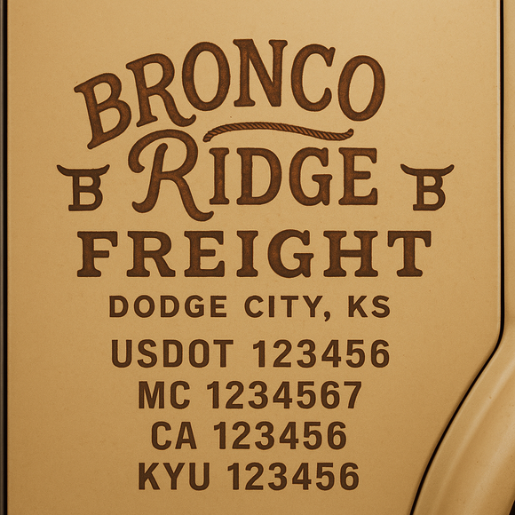 Custom Designed Truck Door Decal With Company or Trucking Name, Location, USDOT, MC, CA, KYU or GVW Sticker Sign For Compliance (2-Pack)