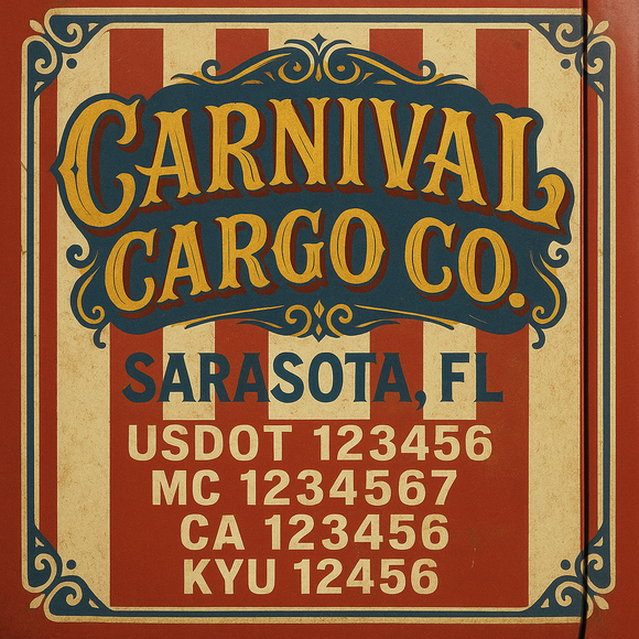 Custom Designed Truck Door Decal With Company or Trucking Name, Location, USDOT, MC, CA, KYU or GVW Sticker Sign For Compliance (2-Pack)