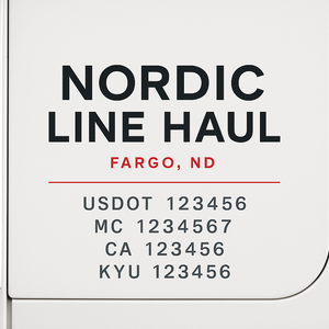Custom Designed Truck Door Decal With Company or Trucking Name, Location, USDOT, MC, CA, KYU or GVW Sticker Sign For Compliance (2-Pack)