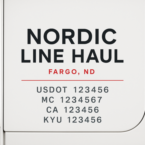 Custom Designed Truck Door Decal With Company or Trucking Name, Location, USDOT, MC, CA, KYU or GVW Sticker Sign For Compliance (2-Pack)