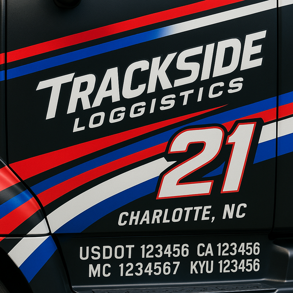 Custom Designed Truck Door Decal With Company or Trucking Name, Location, USDOT, MC, CA, KYU or GVW Sticker Sign For Compliance (2-Pack)