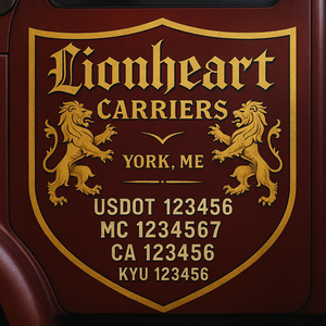 Custom Designed Truck Door Decal With Company or Trucking Name, Location, USDOT, MC, CA, KYU or GVW Sticker Sign For Compliance (2-Pack)