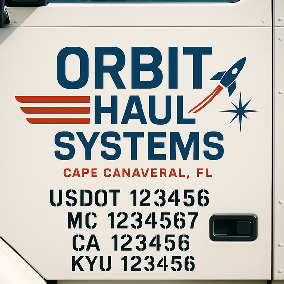 Custom Designed Truck Door Decal With Company or Trucking Name, Location, USDOT, MC, CA, KYU or GVW Sticker Sign For Compliance (2-Pack)