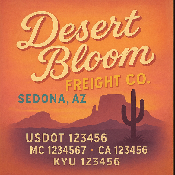 Custom Designed Truck Door Decal With Company or Trucking Name, Location, USDOT, MC, CA, KYU or GVW Sticker Sign For Compliance (2-Pack)