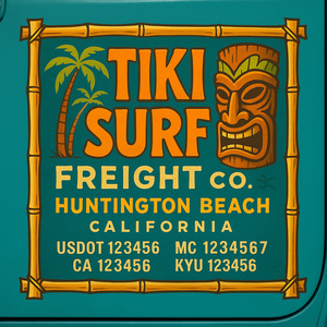 Custom Designed Truck Door Decal With Company or Trucking Name, Location, USDOT, MC, CA, KYU or GVW Sticker Sign For Compliance (2-Pack)