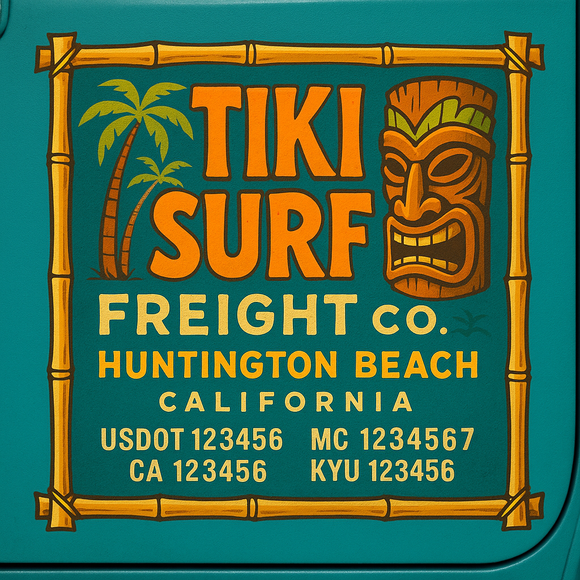 Custom Designed Truck Door Decal With Company or Trucking Name, Location, USDOT, MC, CA, KYU or GVW Sticker Sign For Compliance (2-Pack)