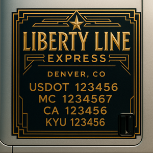 Custom Designed Truck Door Decal With Company or Trucking Name, Location, USDOT, MC, CA, KYU or GVW Sticker Sign For Compliance (2-Pack)