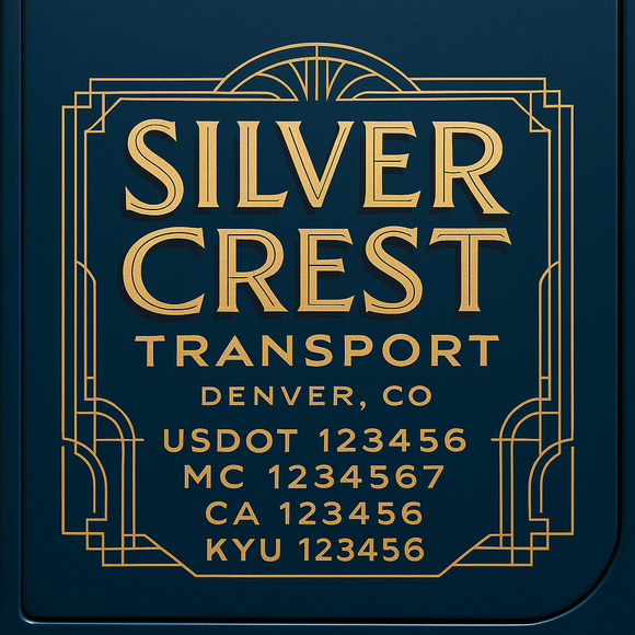 Custom Designed Truck Door Decal With Company or Trucking Name, Location, USDOT, MC, CA, KYU or GVW Sticker Sign For Compliance (2-Pack)