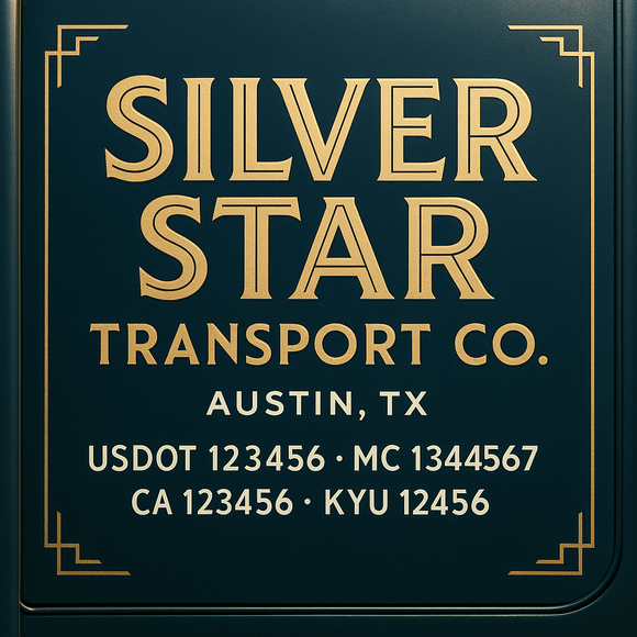 Custom Designed Truck Door Decal With Company or Trucking Name, Location, USDOT, MC, CA, KYU or GVW Sticker Sign For Compliance (2-Pack)