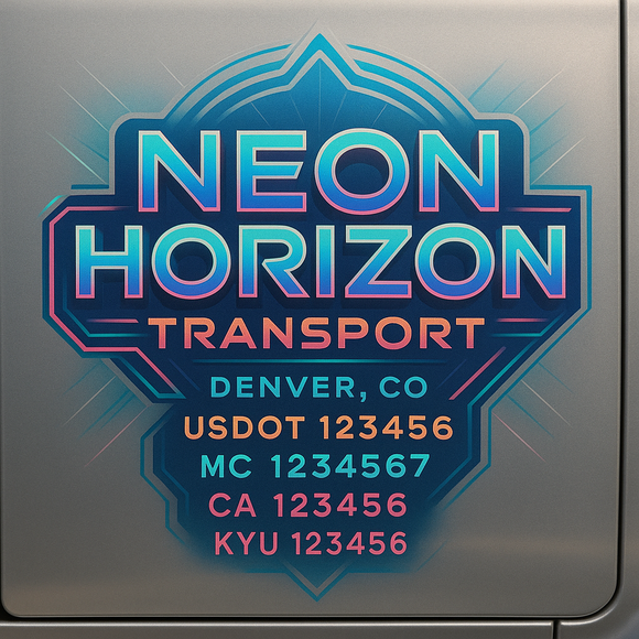 Custom Designed Truck Door Decal With Company or Trucking Name, Location, USDOT, MC, CA, KYU or GVW Sticker Sign For Compliance (2-Pack)