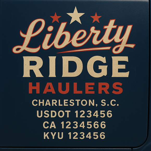 Custom Designed Truck Door Decal With Company or Trucking Name, Location, USDOT, MC, CA, KYU or GVW Sticker Sign For Compliance (2-Pack)
