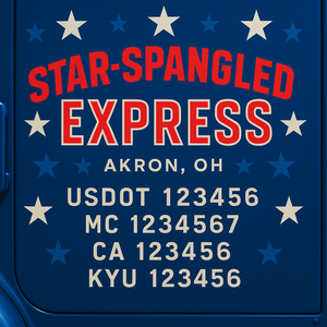 Custom Designed Truck Door Decal With Company or Trucking Name, Location, USDOT, MC, CA, KYU or GVW Sticker Sign For Compliance (2-Pack)