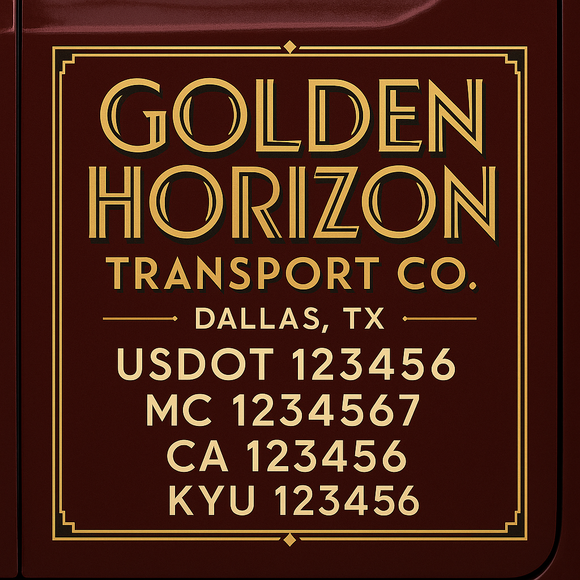 Custom Designed Truck Door Decal With Company or Trucking Name, Location, USDOT, MC, CA, KYU or GVW Sticker Sign For Compliance (2-Pack)