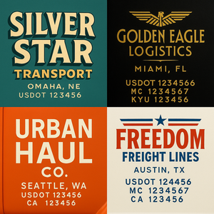 Custom Designed Truck Door Decal With Company or Trucking Name, Location, USDOT, MC, CA, KYU or GVW Sticker Sign For Compliance (2-Pack)