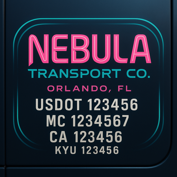 Custom Designed Truck Door Decal With Company or Trucking Name, Location, USDOT, MC, CA, KYU or GVW Sticker Sign For Compliance (2-Pack)
