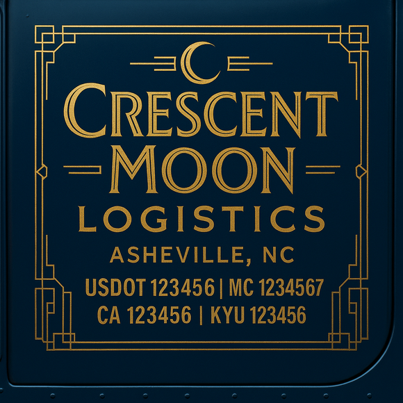 Custom Designed Truck Door Decal With Company or Trucking Name, Location, USDOT, MC, CA, KYU or GVW Sticker Sign For Compliance (2-Pack)
