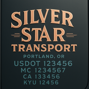 Custom Designed Truck Door Decal With Company or Trucking Name, Location, USDOT, MC, CA, KYU or GVW Sticker Sign For Compliance (2-Pack)