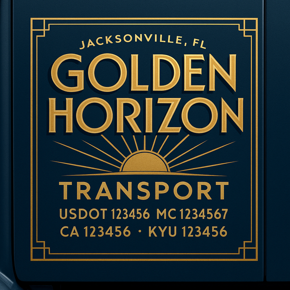 Custom Designed Truck Door Decal With Company or Trucking Name, Location, USDOT, MC, CA, KYU or GVW Sticker Sign For Compliance (2-Pack)