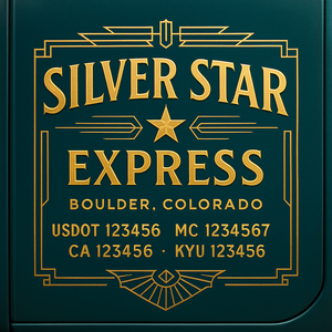 Custom Designed Truck Door Decal With Company or Trucking Name, Location, USDOT, MC, CA, KYU or GVW Sticker Sign For Compliance (2-Pack)