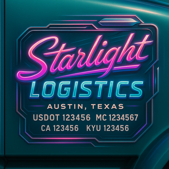Custom Designed Truck Door Decal With Company or Trucking Name, Location, USDOT, MC, CA, KYU or GVW Sticker Sign For Compliance (2-Pack)