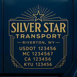 Custom Designed Truck Door Decal With Company or Trucking Name, Location, USDOT, MC, CA, KYU or GVW Sticker Sign For Compliance (2-Pack)