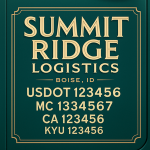 Custom Designed Truck Door Decal With Company or Trucking Name, Location, USDOT, MC, CA, KYU or GVW Sticker Sign For Compliance (2-Pack)