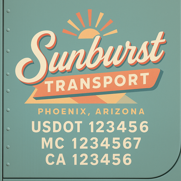 Custom Designed Truck Door Decal With Company or Trucking Name, Location, USDOT, MC, CA, KYU or GVW Sticker Sign For Compliance (2-Pack)
