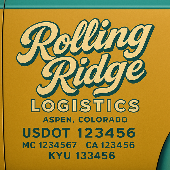 Custom Designed Truck Door Decal With Company or Trucking Name, Location, USDOT, MC, CA, KYU or GVW Sticker Sign For Compliance (2-Pack)