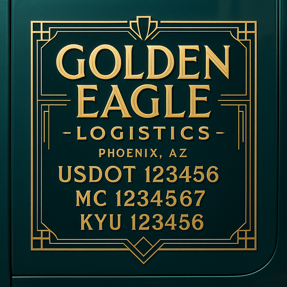 Custom Designed Truck Door Decal With Company or Trucking Name, Location, USDOT, MC, CA, KYU or GVW Sticker Sign For Compliance (2-Pack)