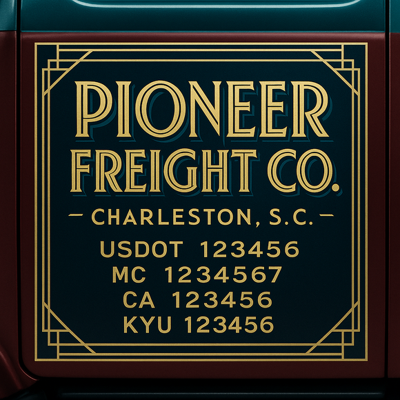 Custom Designed Truck Door Decal With Company or Trucking Name, Location, USDOT, MC, CA, KYU or GVW Sticker Sign For Compliance (2-Pack)