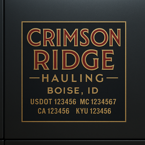 Custom Designed Truck Door Decal With Company or Trucking Name, Location, USDOT, MC, CA, KYU or GVW Sticker Sign For Compliance (2-Pack)