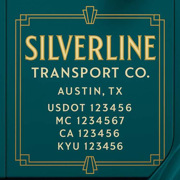 Custom Designed Truck Door Decal With Company or Trucking Name, Location, USDOT, MC, CA, KYU or GVW Sticker Sign For Compliance (2-Pack)